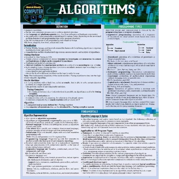 Algorithms: A Quickstudy Laminated Reference Guide, (Paperback)