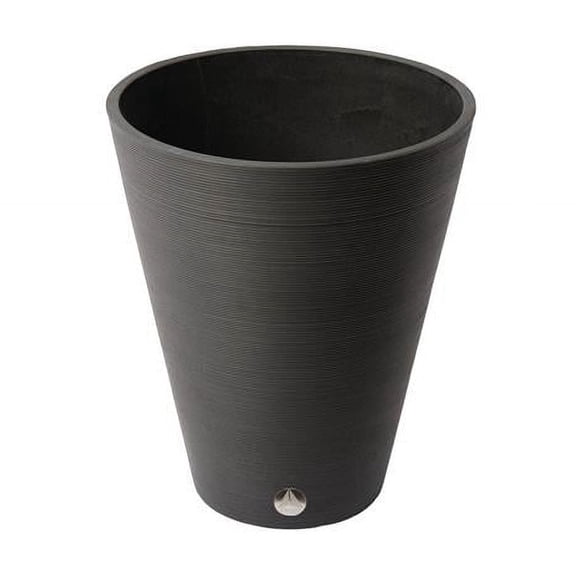 Algreen 16339 Valencia 15 in. by 18.5 in. Round Ribbed Taper Planter, Black