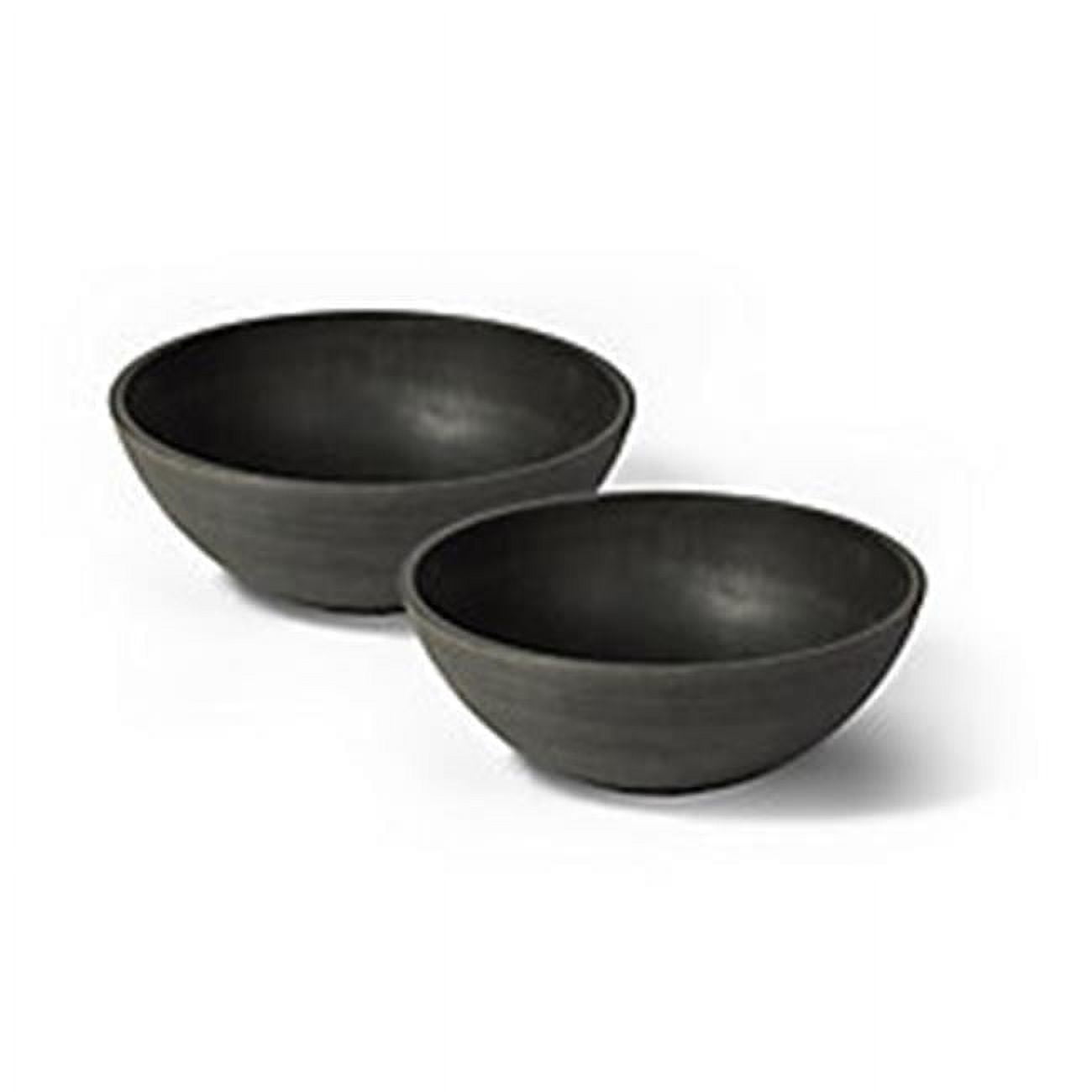Valencia Textured Charcoal Round Planter Bowls, 12-inch, Pack of 2