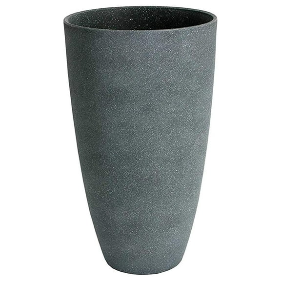 Algreen 43229 Curved Tall Vase Planter, Weathered Grey - Modern Flower Pot for Indoor/Outdoor Use - Durable Stone & Resin Composite - UV Resistant