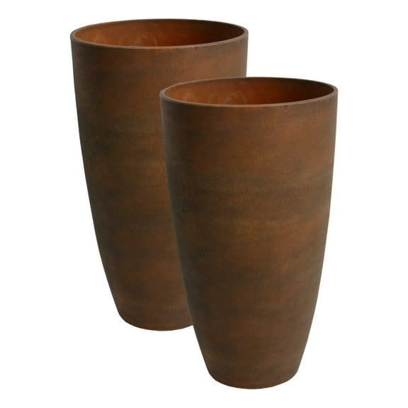 Algreen 43428 Acerra 11.5 in. by 20 in. Height Curved Vase Planters, Marble - Pack of 2