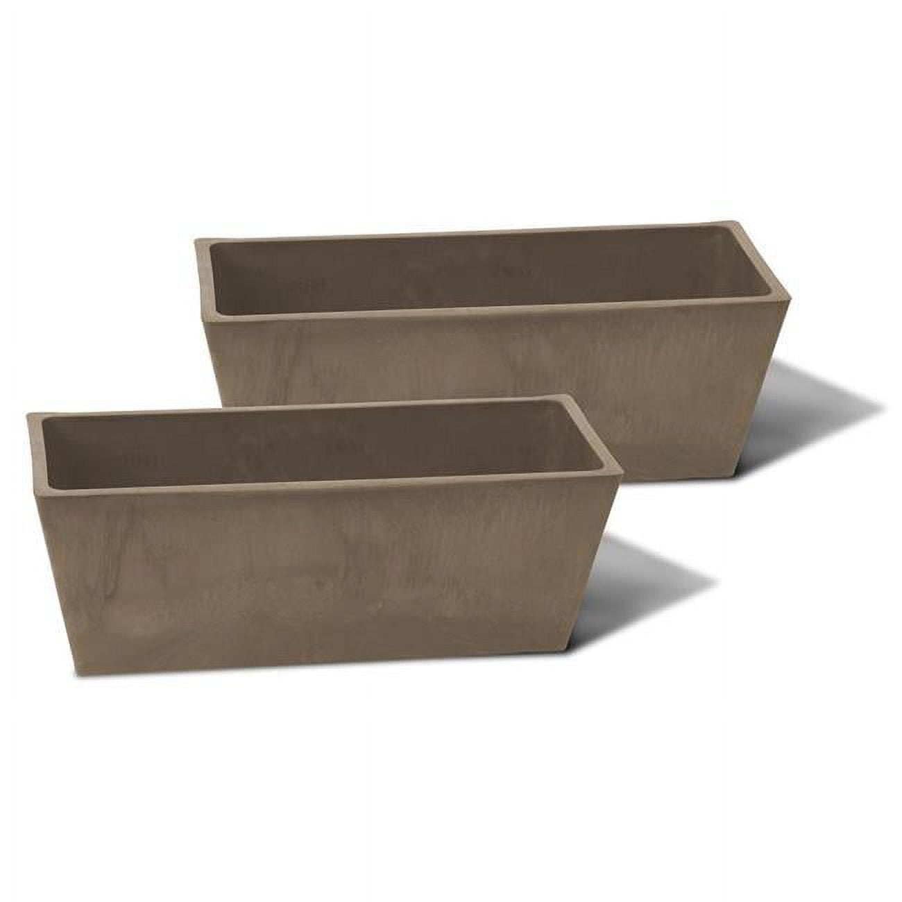 Taupe Rectangular Composite Resin Outdoor Planter Set