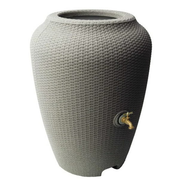 Algreen 50 Gallon Capacity Sustainable Wicker Rain Harvesting Barrel