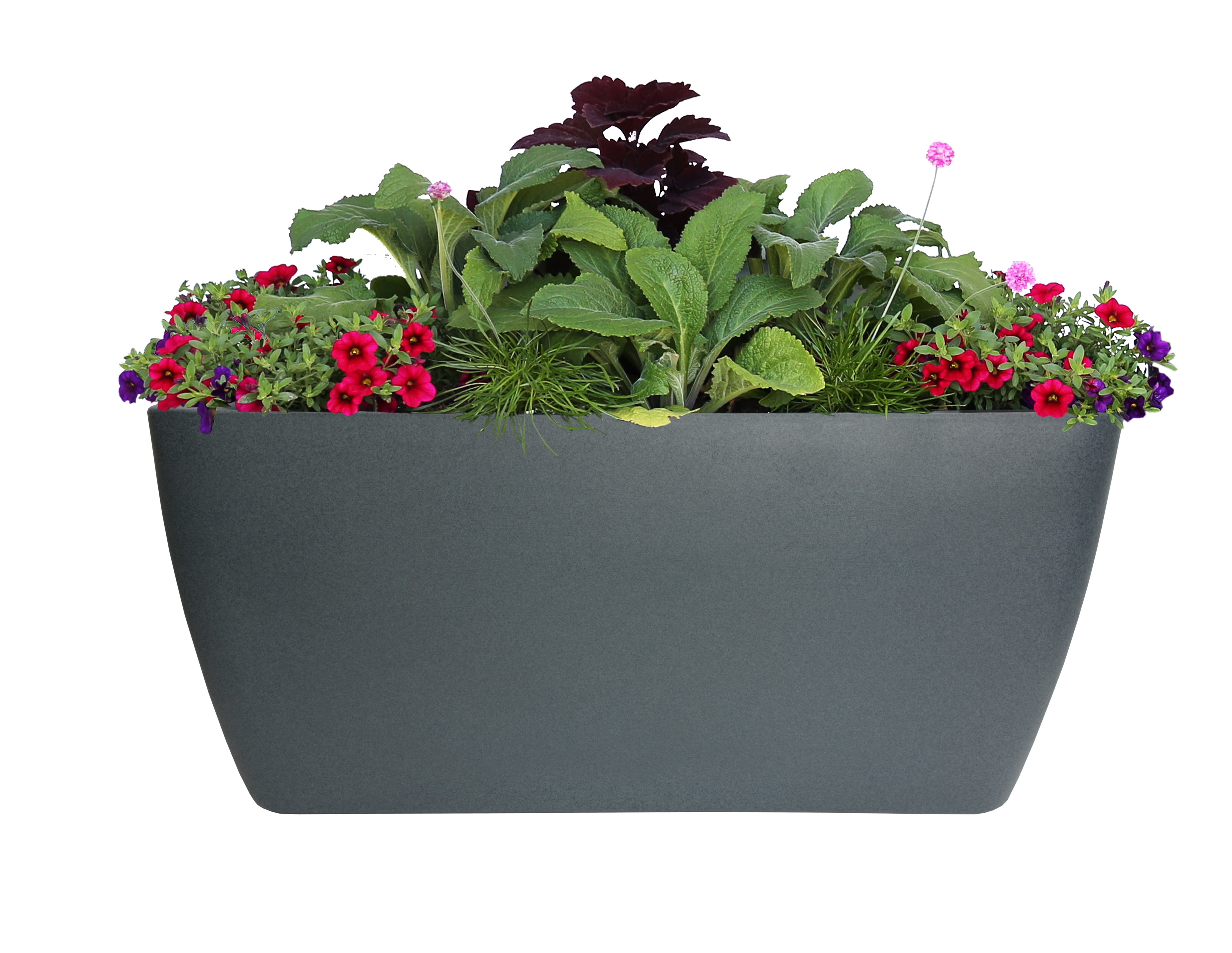 Algreen 50 Gallon Manhattan Rectangle Planter and Pond, Charcoalstone