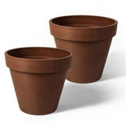 Algreen  8 x 10 x 10 in. Round Banded Planter, Terra Cotta - Pack of 2