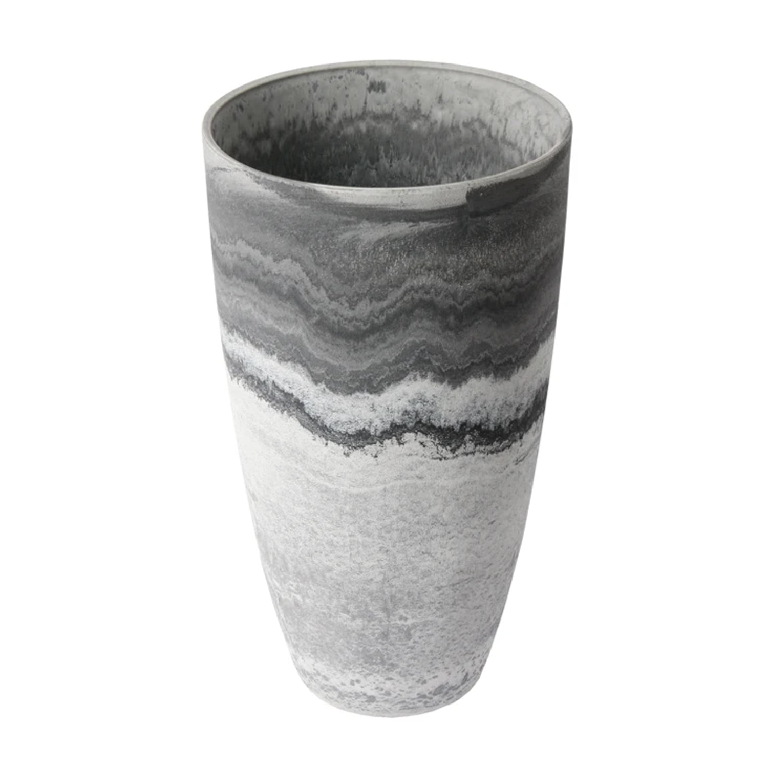 Algreen Acerra 12x20" Curved Yard & Patio Vase Garden Planter, Marble Print