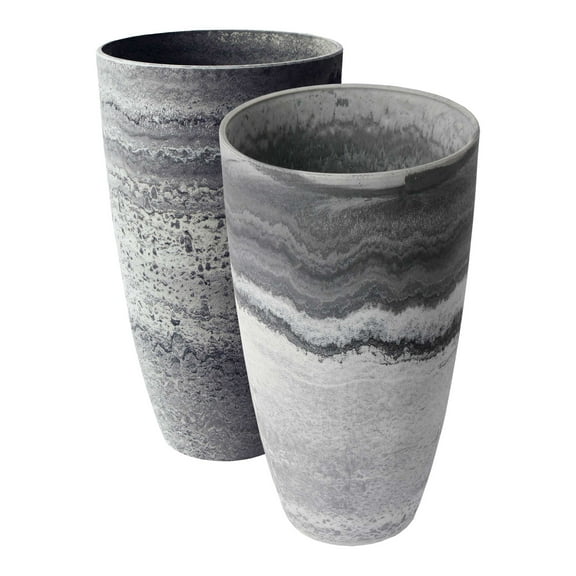 Algreen Acerra Planters, Curved Vase Planters, 11.5-In. by 20-In. H, Marble, 2 Pack