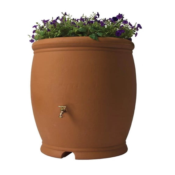 Algreen Barcelona Rain Barrel, 100 Gallon, Terracotta Resin