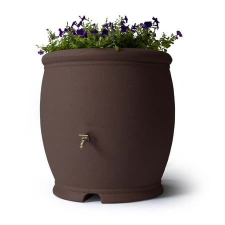 Algreen Barcelona 100 Gallon Rain Water Collection Barrel, Brownstone