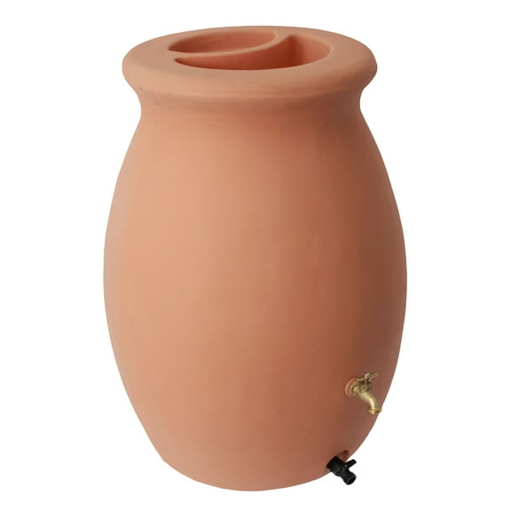 Algreen Castilla 50 Gal Plastic Rain Water Collection Barrel, Terra Cotta