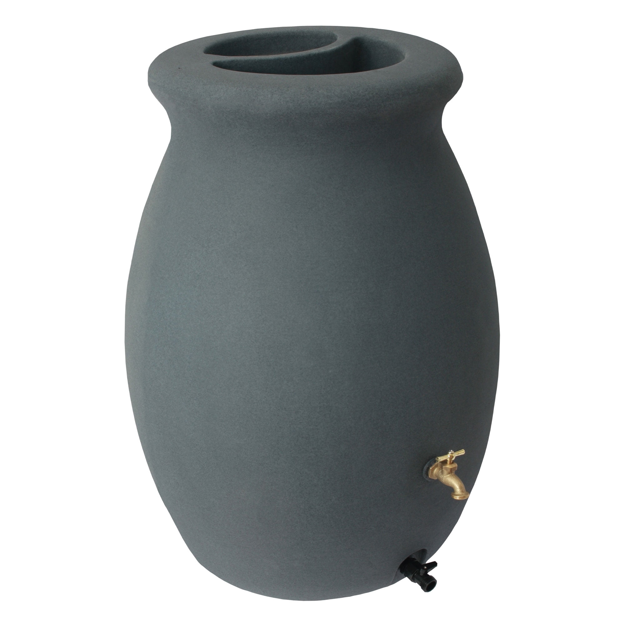 Algreen Flat Back Castilla Rain Barrel, 50 Gallon, Brownstone Resin