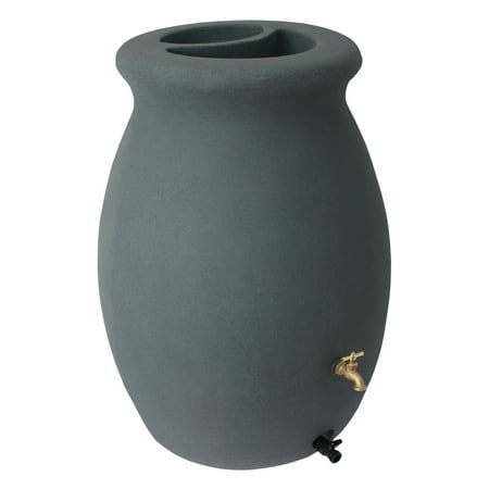 Algreen Flat Back Castilla Rain Barrel, 50 Gallon, Brownstone Resin