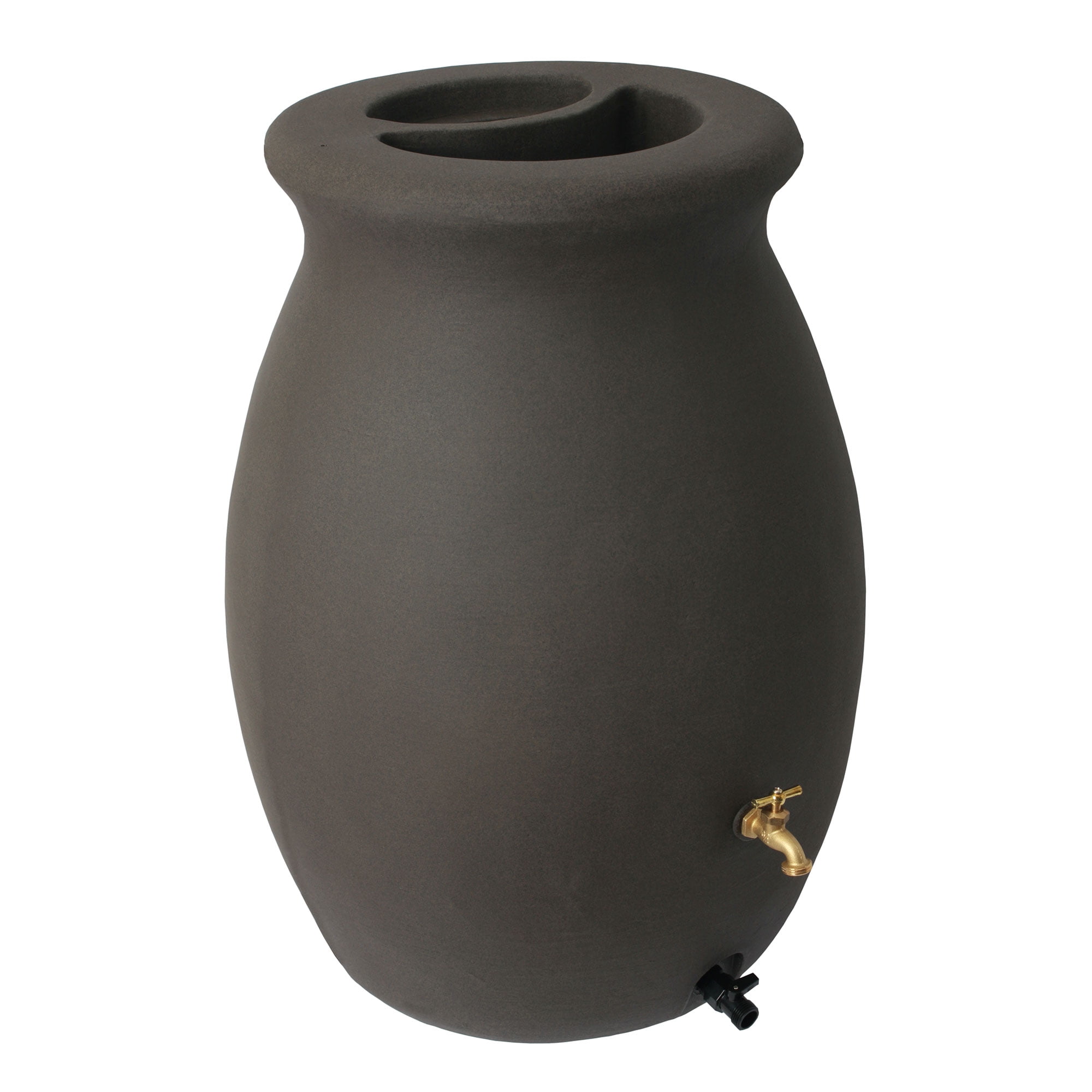 Algreen Flat Back Castilla Rain Barrel, 50 Gallon, Charcoalstone Resin