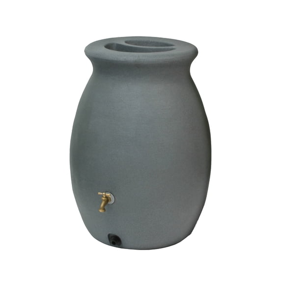 Algreen Castilla Rain Barrel, 50 Gallon, Charcoalstone Resin