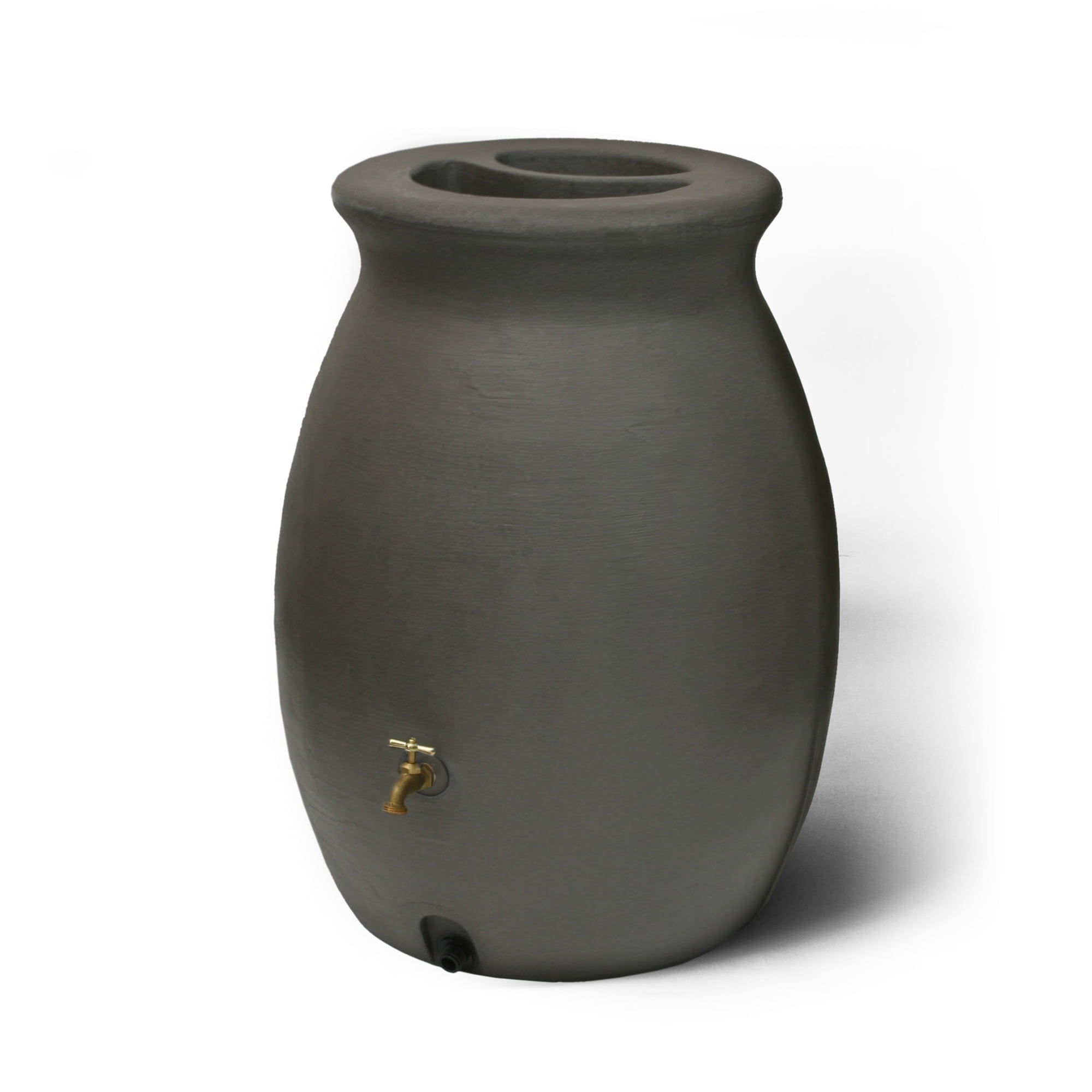 Algreen 50 Gallon Brownstone Plastic Rainwater Collection Barrel