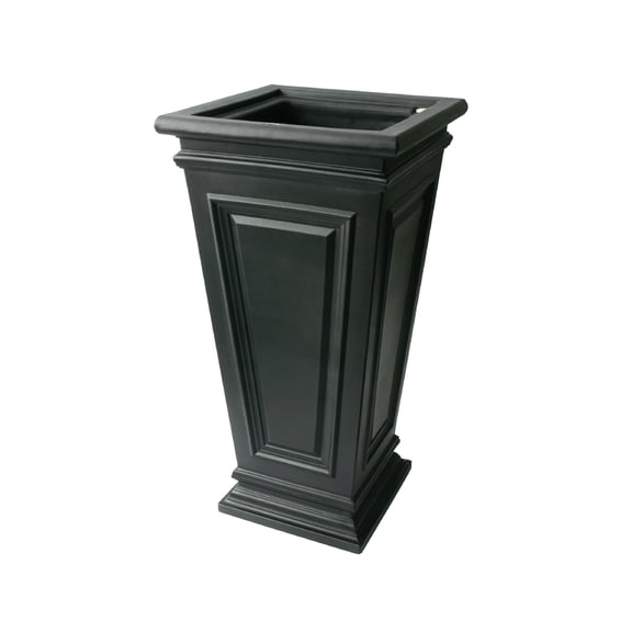 Algreen Covington Planter, Self-Watering Planter, Tall Square Taper, 27-In. Height by 14-In., Black