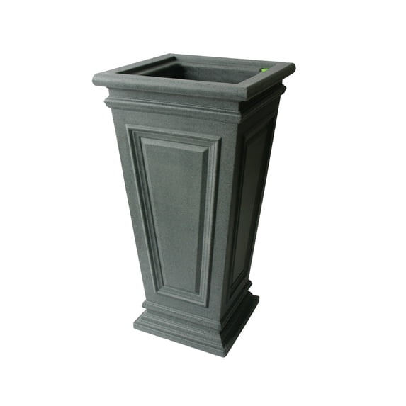 Algreen Covington Planter, Self-Watering Planter, Tall Square Taper, 27-In. Height by 14-In., Taupestone