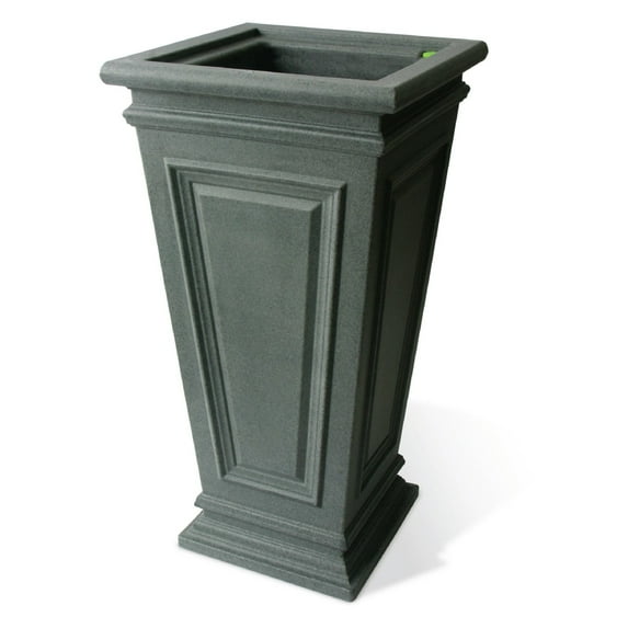 Algreen Covington Planter, Self-Watering Planter, Tall Square Taper, 27-In. Height by 14-In., Taupestone