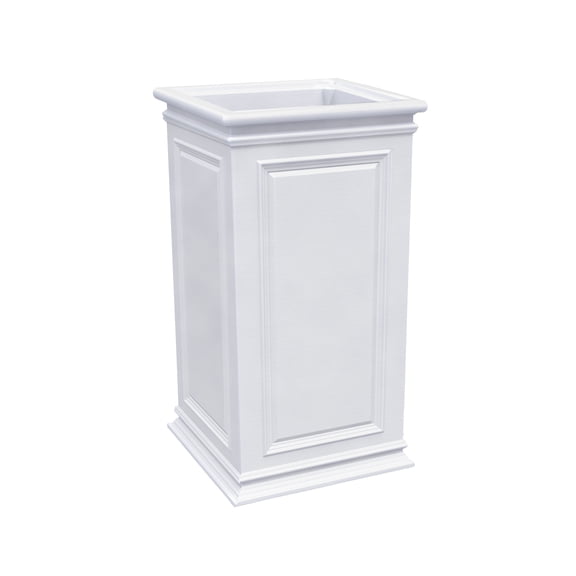 Algreen Covington 27" Self-Watering Planter, Square Pillar, White Resin