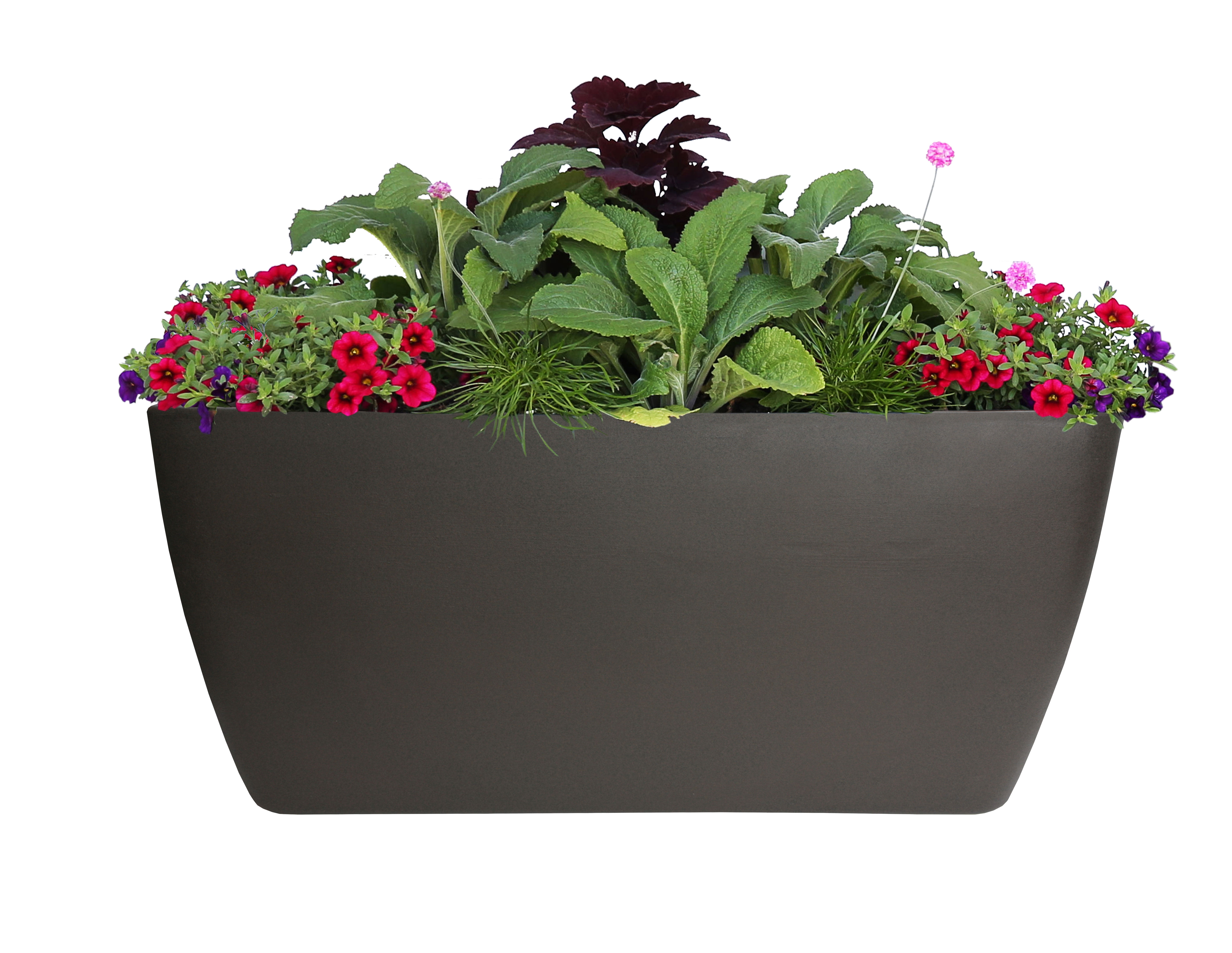 Manhattan Large Brownstone Rectangular Plastic Outdoor Planter