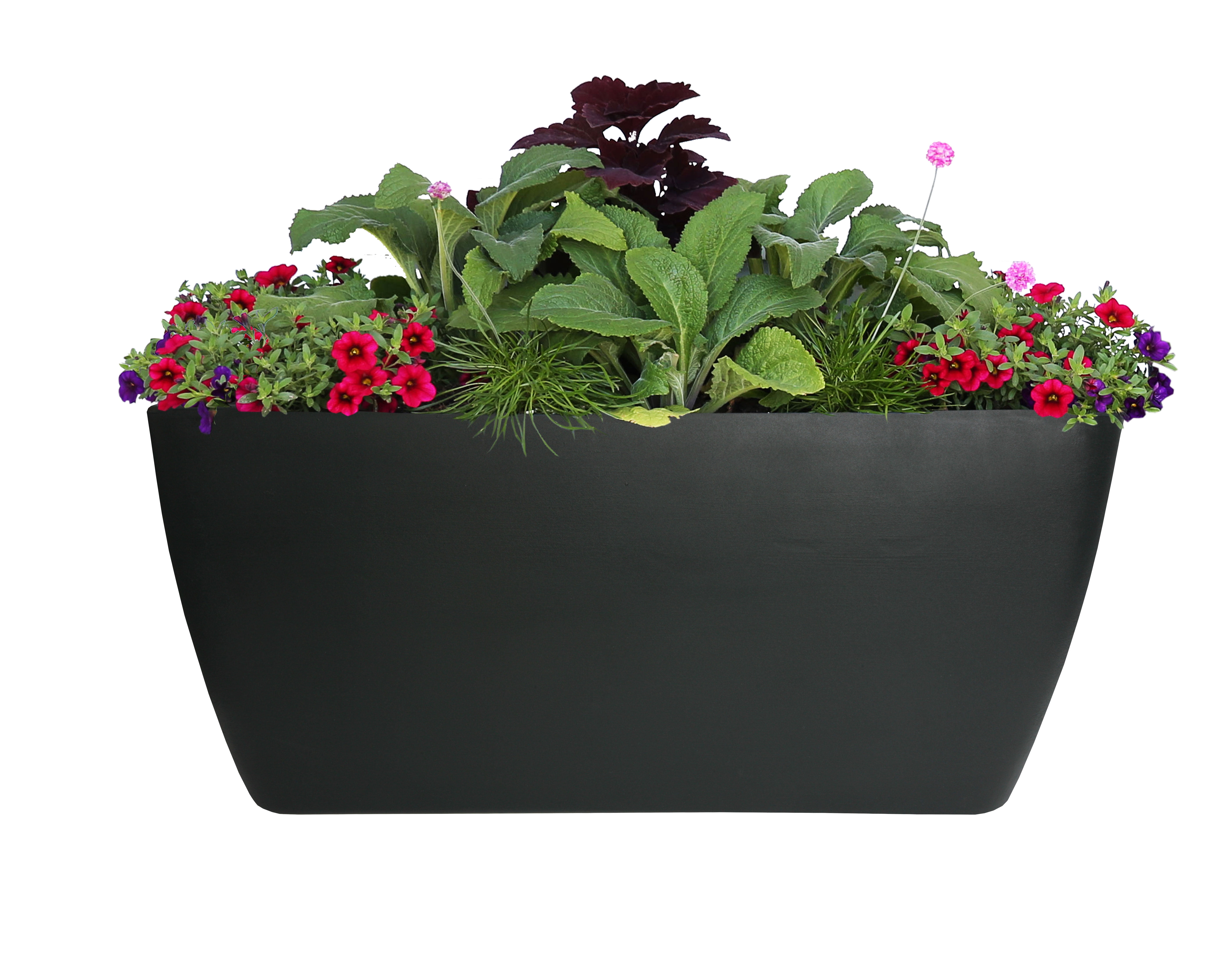 Algreen Manhattan Rectangle Planter, Black