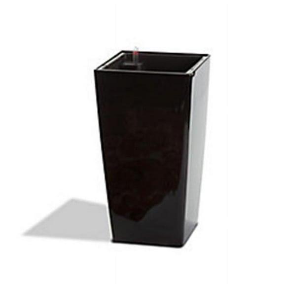 Algreen Modena 22-In. Square Taper Planter, Self-Watering, Glossy Black