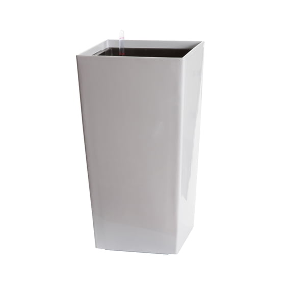 Algreen Modena 30-In. Square Taper Planter, Self-Watering, Glossy White
