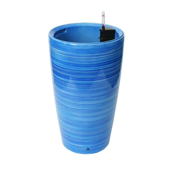 Algreen Modena 22" Self-Watering Planter, Round Taper, Gloss Blue Sky