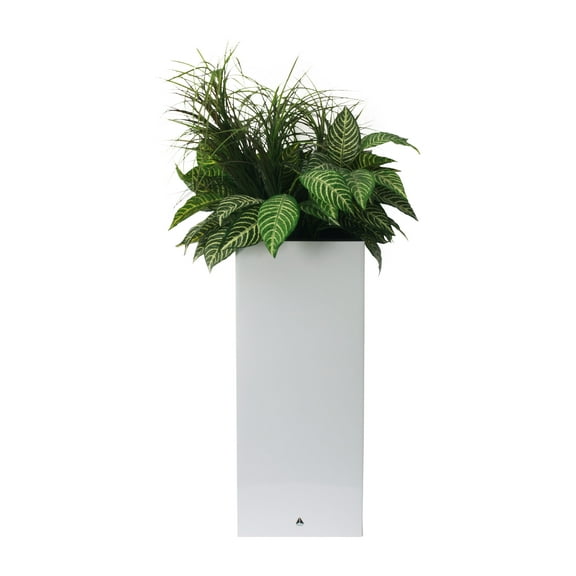 Algreen Modena 26" Self-Watering Planter, Pillar, Gloss White