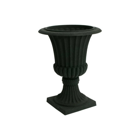 Algreen Products 13" x 13" x 25" Round Black Resin Plant Pot with Drainage Hole