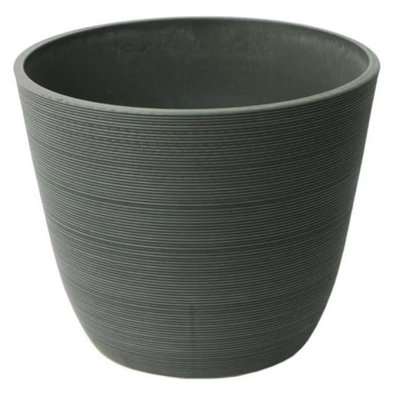 Algreen Products 14 in. Dia. x 11 in. Valencia Round Curve Planter - Ribbed Charcoal