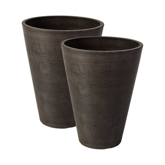 Algreen Valencia Planter, 2 Round Taper Planter, 10-In. Diameter by 13-In., Spun Chocolate, 2 Pack
