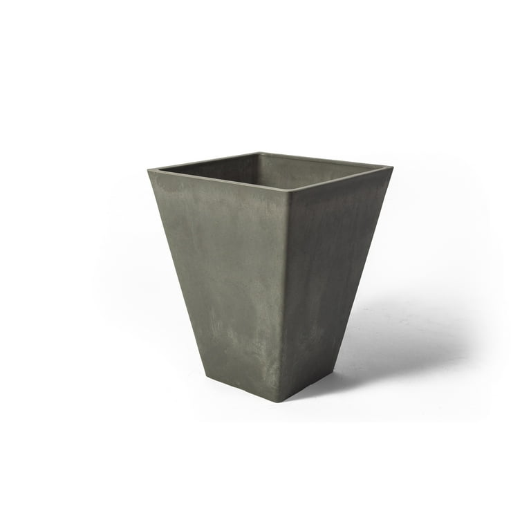 Algreen Valencia Planter, Square Taper Planter 12-In. by 14-In. Height, Black Marble Algreen Valencia Planter, Square Taper Planter 12-In. by 14-In. Height, Black Marble