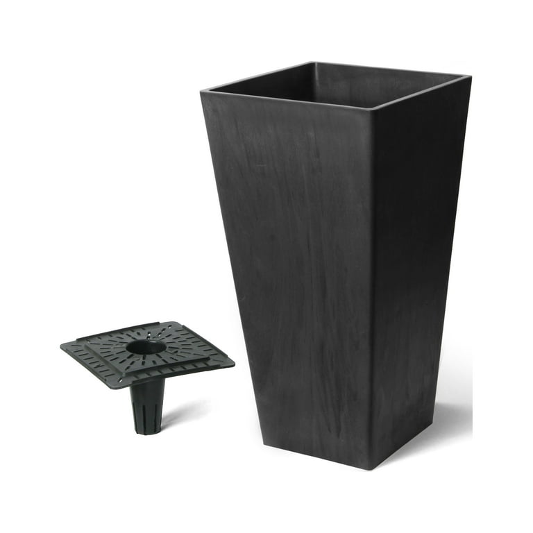 Algreen Valencia Planter, Square Taper Planter with Watering Tray 10-In. by 20-In. Height, Chocolate Marble Algreen Valencia Planter, Square Taper Planter with Watering Tray 10-In. by 20-In. Height, Chocolate Marble