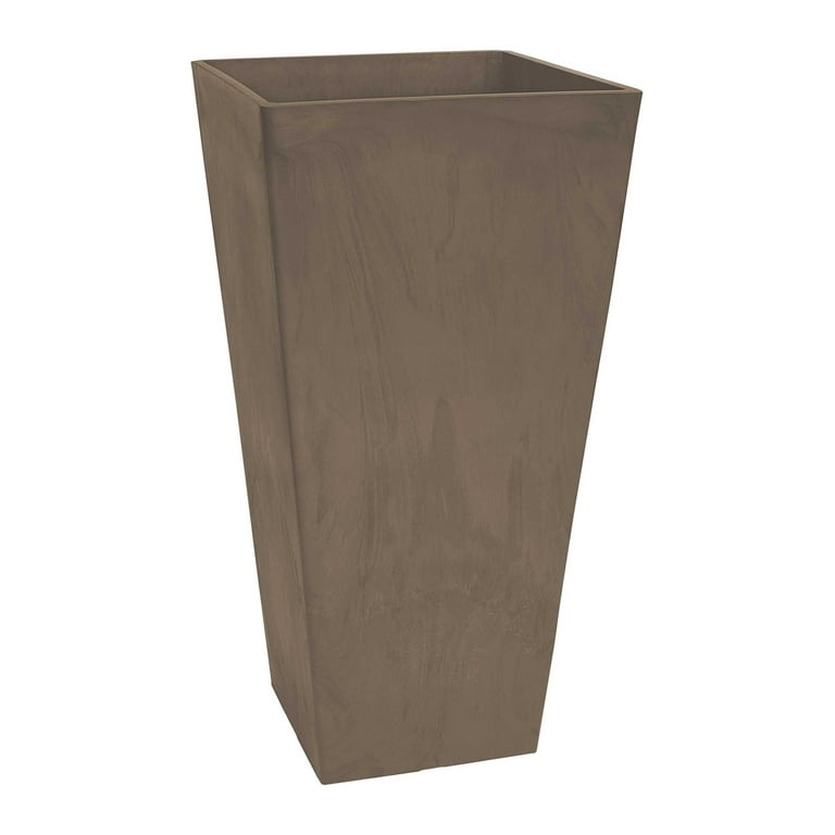 Algreen Valencia Planter, Square Taper Planter with Watering Tray 10-In. by 20-In. Height, Taupe Algreen Valencia Planter, Square Taper Planter with Watering Tray 10-In. by 20-In. Height, Taupe
