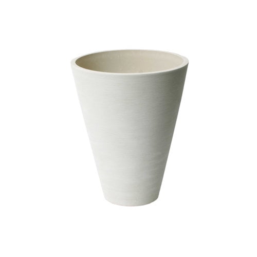 algreen 16429 round taper ribbed planter, white