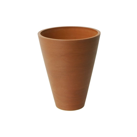 algreen valencia planter, round taper ribbed planter, 11.4-in. diameter by 14-in., charcoal