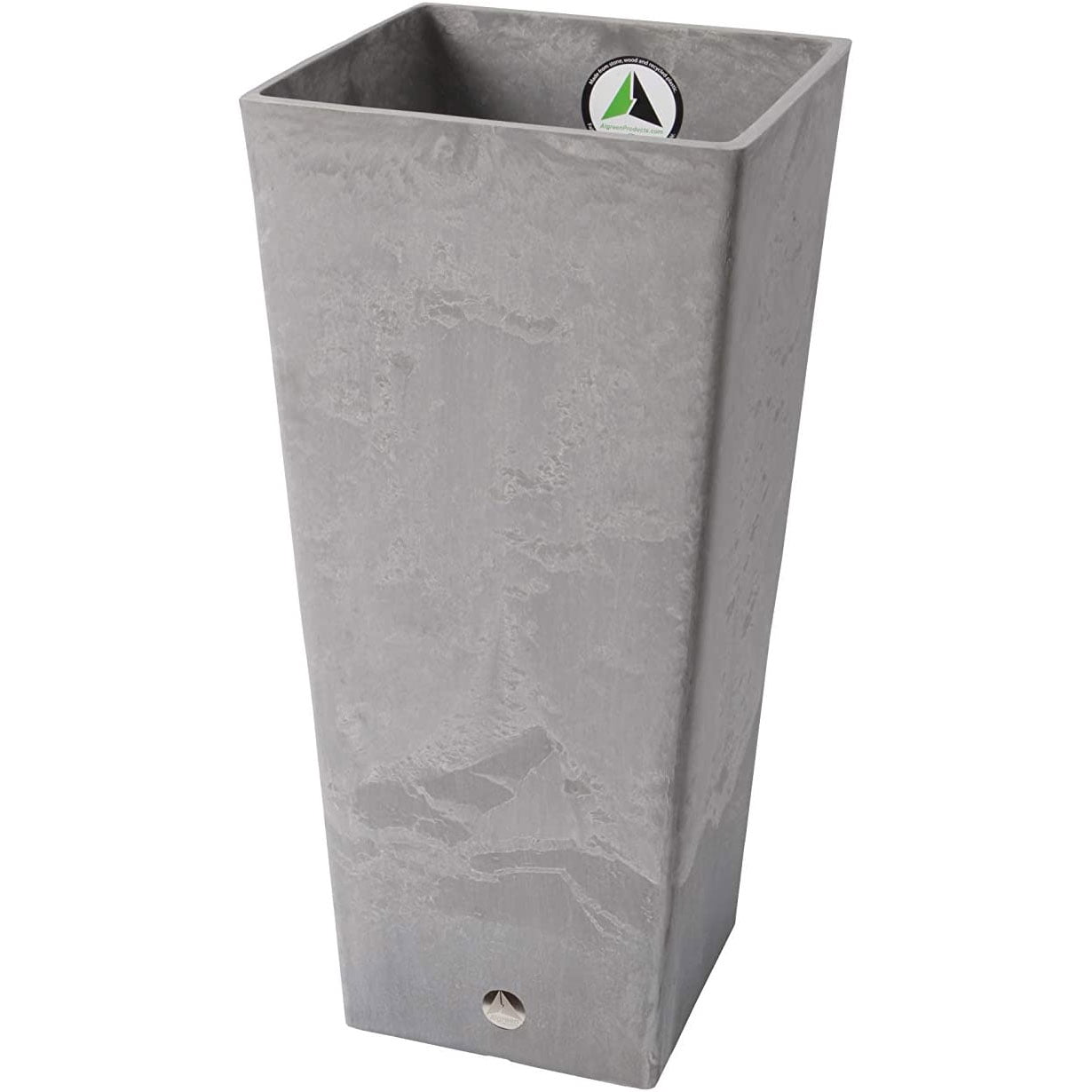 Valencia Tall Charcoal Composite Square Planter with Drainage Holes