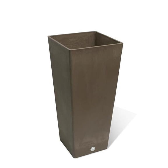 Algreen Products 17833 13 x 28 in. Valencia Square Taper Planter with Elevated Plant Shelf - Taupe