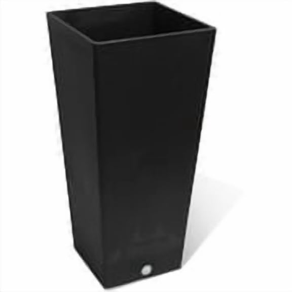 Algreen Valencia Square Tapered Pot Planter w/ Elevated Shelf, Black Marble, 28"