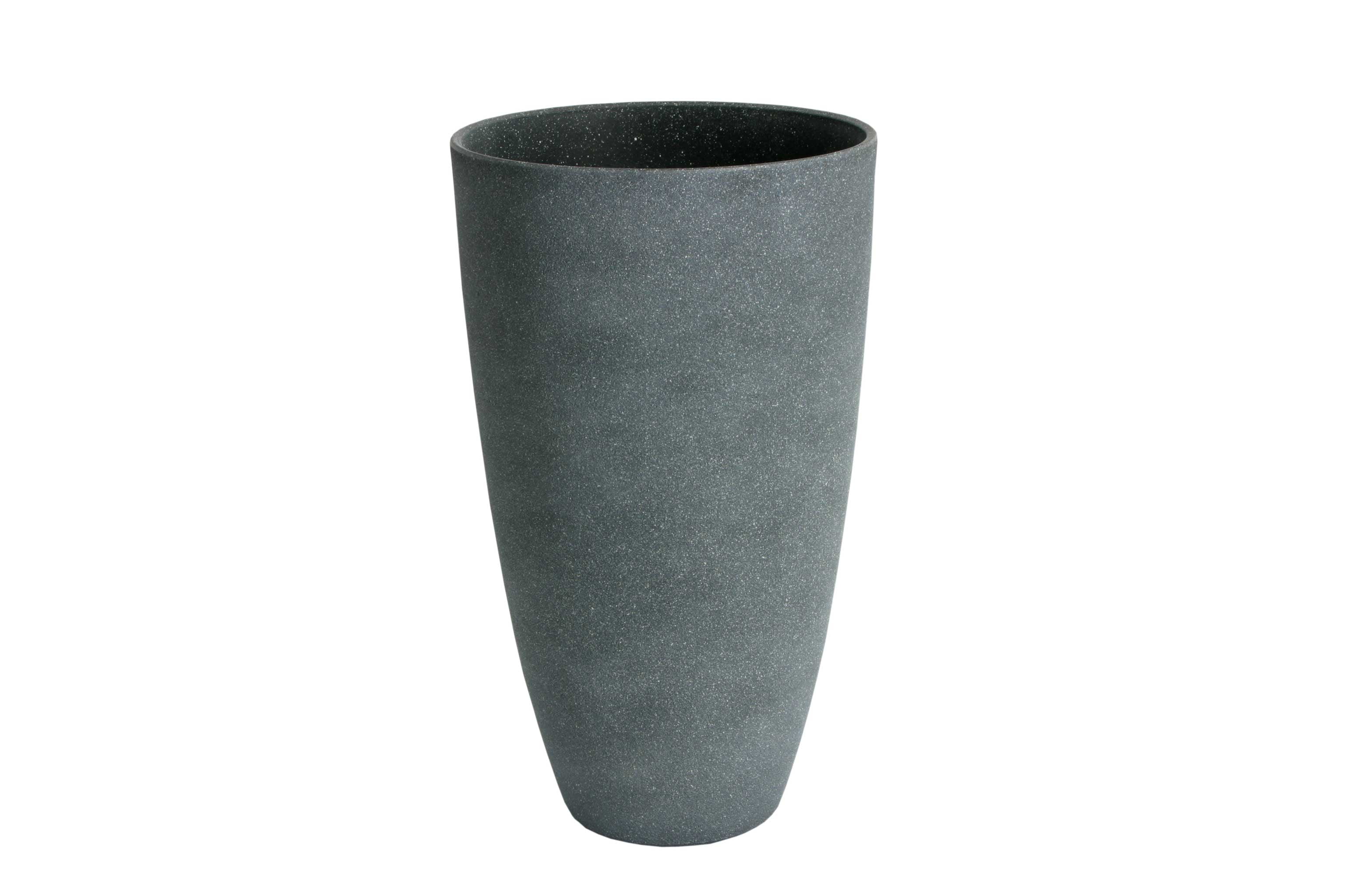 Gray Stucco Tall Composite Outdoor Planter Pot