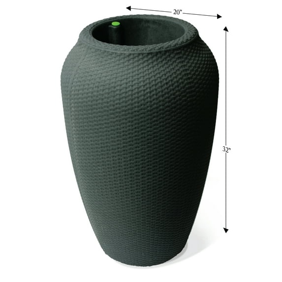 Algreen Wicker Planter, Self-Watering Planter, 32-In.Height by 20-In., Charcoal Rattan