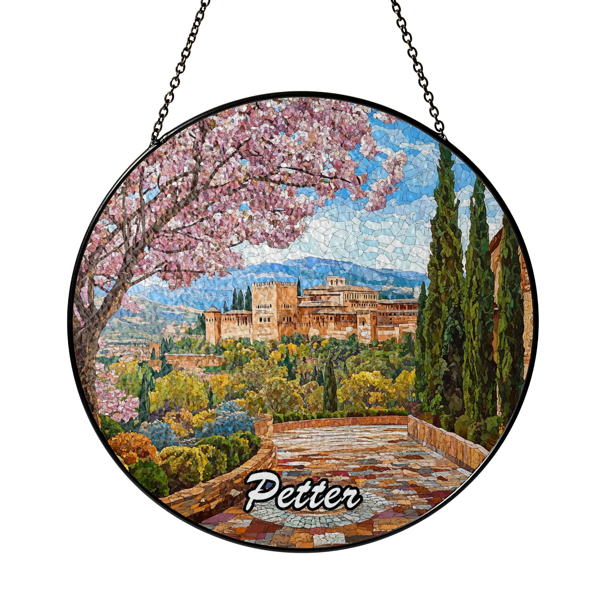 Alhambra Palace Stained Glass Suncatcher - Custom Name Spain Landmark ...