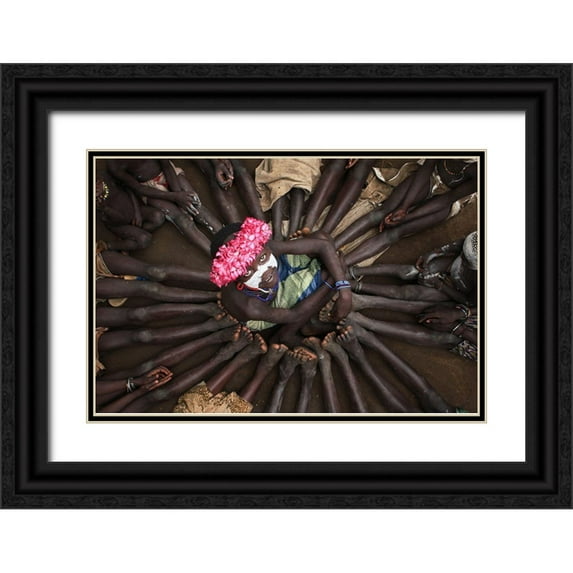 Alhumaid, Hesham 32x23 Black Ornate Wood Framed with Double Matting Museum Art Print Titled - Kids In Holiday