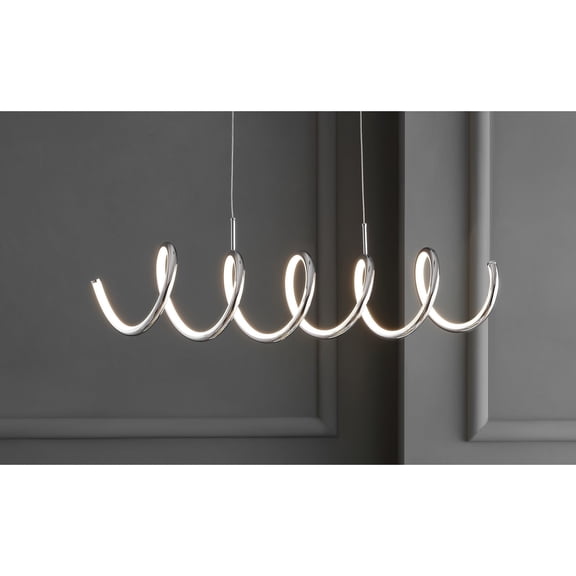 JONATHAN Y Ali 31" Dimmable Adjustable Integrated LED Metal Linear Pendant, Chrome