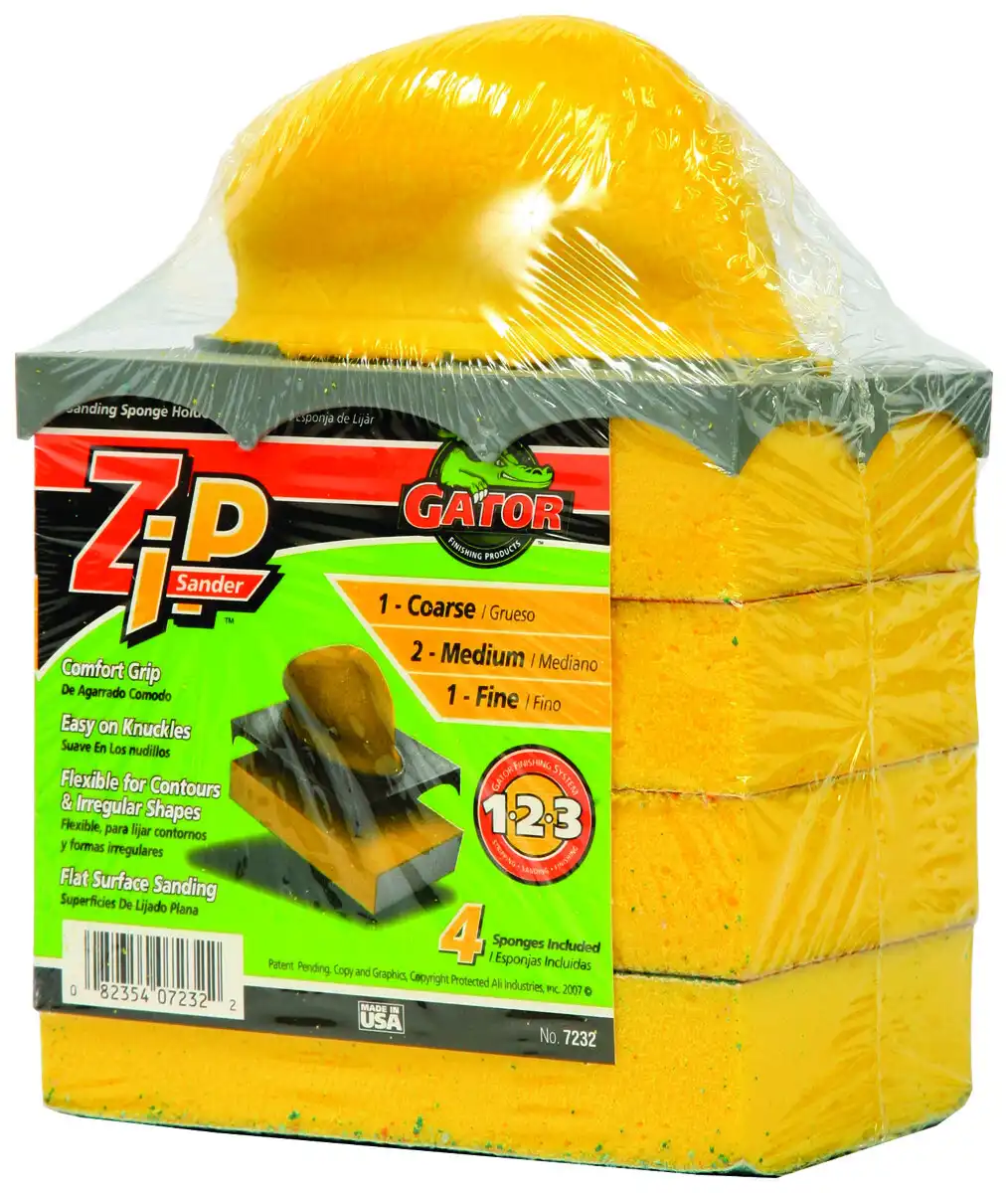 Ali 7232 Gator Zip Step 123 Sanding Sponge Holder Kit With 1 Holder And 4 Assorted Grit Sponges