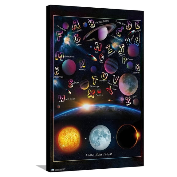 Ali Chris - The Solar System: Total Eclipse Letters Canvas Wall Poster, 22.375" x 34"