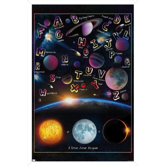 Ali Chris - The Solar System: Total Eclipse Letters Wall Poster, 22.375" x 34" Framed