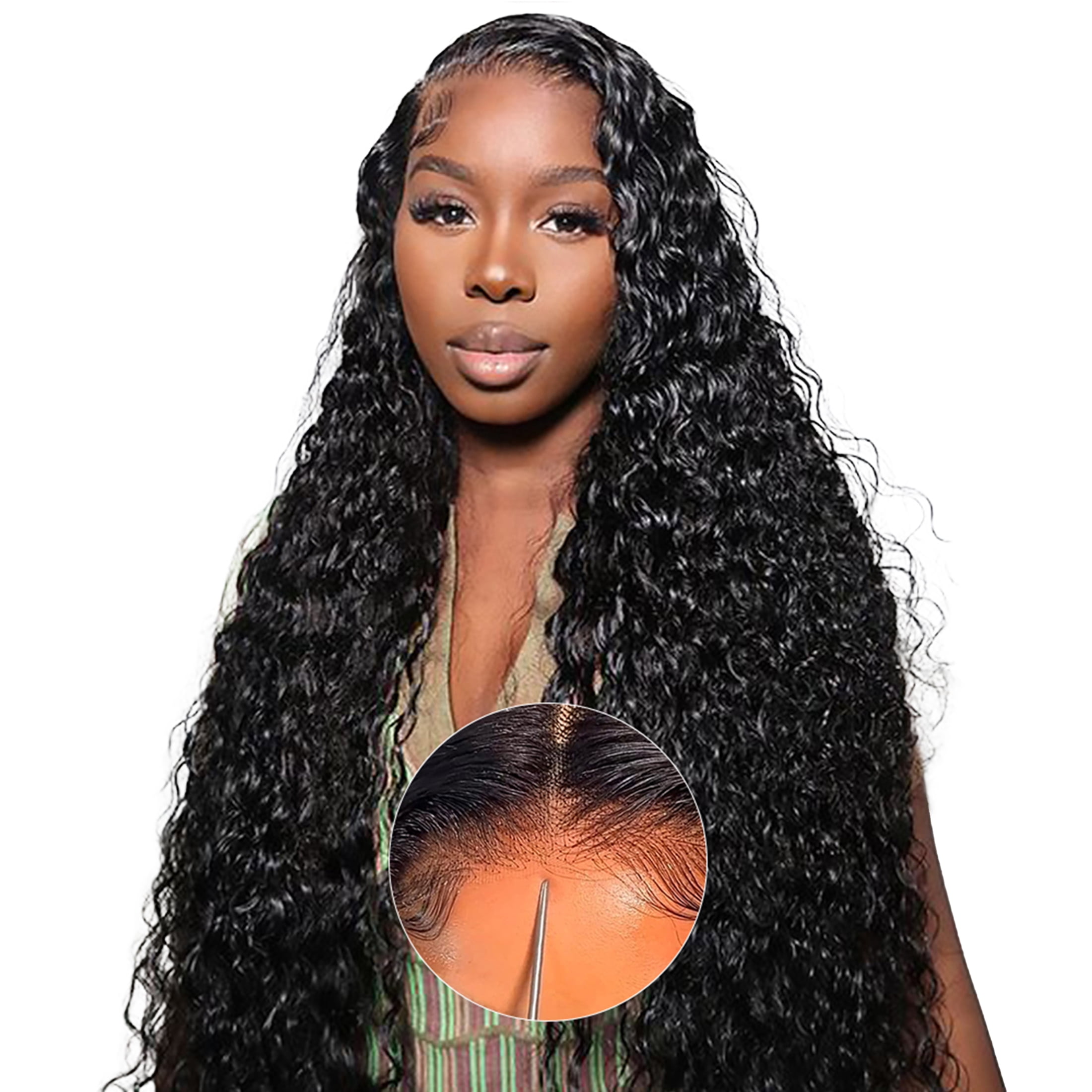 Ali Grace Wear and Go Glueless Wigs Human Hair Pre Plucked Pre Cut Lace 180% Density 5x5 HD Transparent Lace Closure Wigs No Glue Water Wave Lace Front Wigs 3 Seconds for Beginners 28 Inch