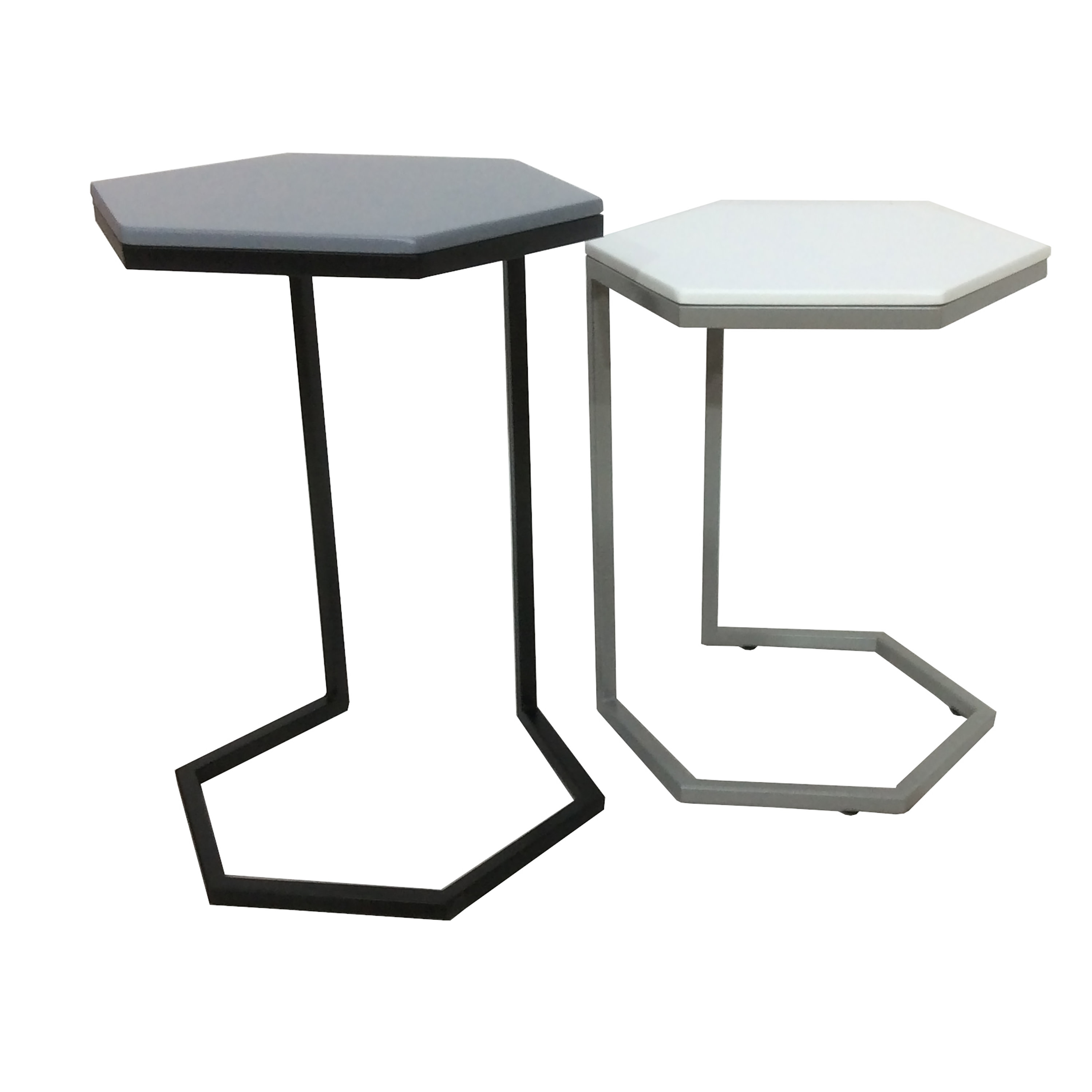 Ali Hexagon Iron and Wood Outdoor Nesting Tables